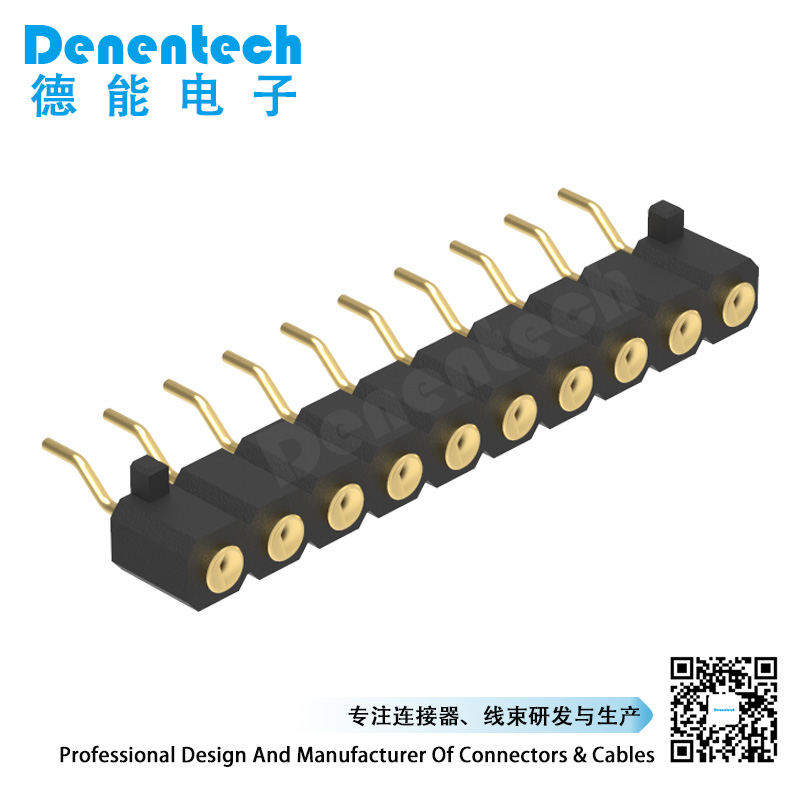 Denentech promotional product 3.0MM H4.0MM single row female right angle SMT concave pogo pin with peg